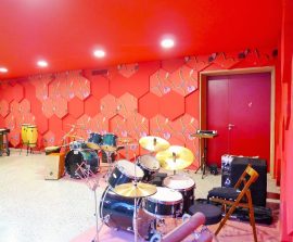 Acoustic Panel 2V Blue Equilibre - Acoustic Panel 2V design posé au mur par collage e forme d'hexagones