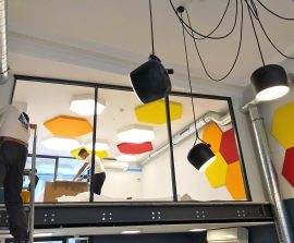 Acoustic Panel 2V Blue Equilibre - Acoustic Panel 2V color posé au mur et plafond par collage