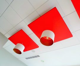 Capteur Acoustic Panel 2V Blue Equilibre - Capteur Acoustic Panel 2V color posé au plafond par suspension