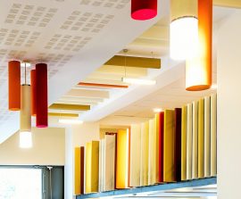 Baffles absorber Design - Baffles Absorber design color posée au plafond par suspension