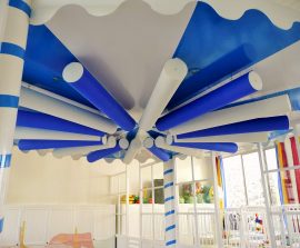 Baffles absorber Ludique - Baffle Absorber Ludique posée au plafond par suspension