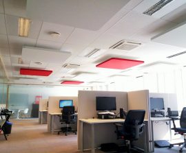 Capteur Acoustic Panel 2V Blue Equilibre - Capteur Acoustic Panel 2V color posé au plafond par suspension