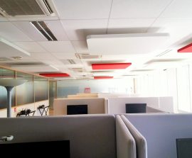 Capteur Acoustic Panel 2V Blue Equilibre - Capteur Acoustic Panel 2V color posé au plafond par suspension