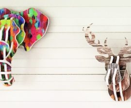 Colonne & trophée acoustiques - Trophée acoustique picture en forme de tête d'éléphant et de tête de cerf