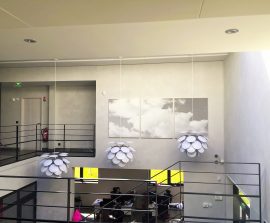 Acoustic Panel 2V Blue Equilibre - Tableau acoustique picture posé au mur par collage