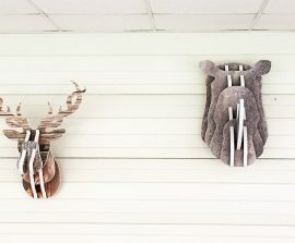 Colonne & trophée acoustiques - Trophée acoustique picture en forme de tête d'éléphant et de tête de cerf