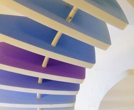 Acoustic Panel 2V Blue Equilibre - Acoustic Panel 2V color posé au plafond par suspension