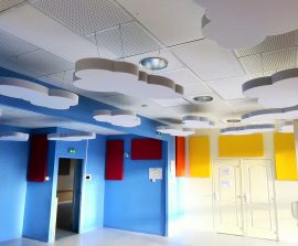 Capteur Absorber Equilibre - Capteur Absorber Equilibre posé au plafond par suspension en forme de nuage