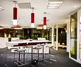 Baffles absorber Rondo - Baffles Absorber Rondo posée au plafond par suspension