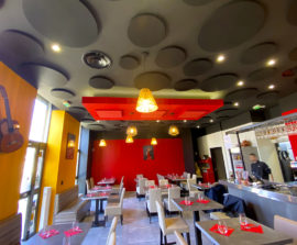 Absorber Blue Equilibre - Absorber Blue Equilibre classic black en forme de cercle posé au plafond par collage