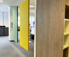 Ecran & Paravent acoustiques - Paravent acoustique en Absorber blue equilibre color suspendu