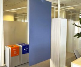 Ecran & Paravent acoustiques - Paravent acoustique en Absorber blue equilibre color suspendu